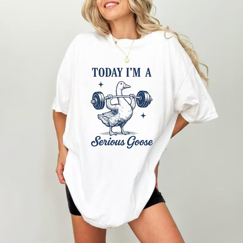 Serious Goose Weightlifting Shirt, Funny Gym Workout, Sarcastic Animal Lover Gift, Trainer Powerlifting Workout Silly Goose,Best Friend Gift