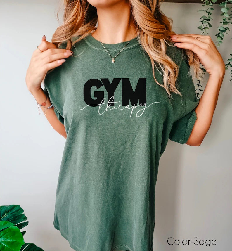 Women’s Workout Shirt - Oversized Gym Shirt - Gym Therapy Shirt - Comfort Colors Gym Shirt - Women Gym Attire - Minimalist Gym Shirt