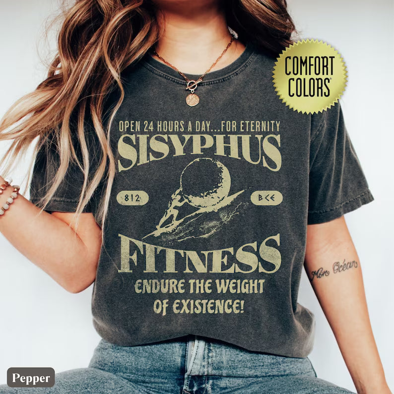 Sisyphus Gym Pump Cover Shirt, Greek Mythology Vintage Workout Shirt Lifting Tee, Weightlifting T-shirt Comfort Colors Personal Trainer Gift