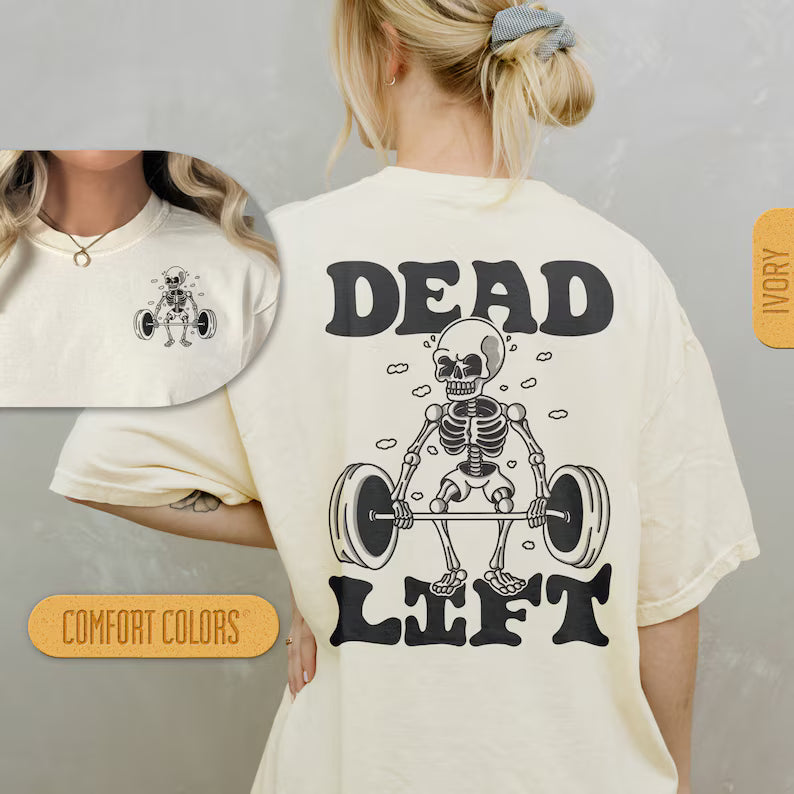 Dead Lift Skeleton Shirt - Gym Pump Cover Comfort Colors T-Shirt, Funny Workout Tshirt, Crossfit Tee, Weightlifting T Shirt, Retro Cartoon