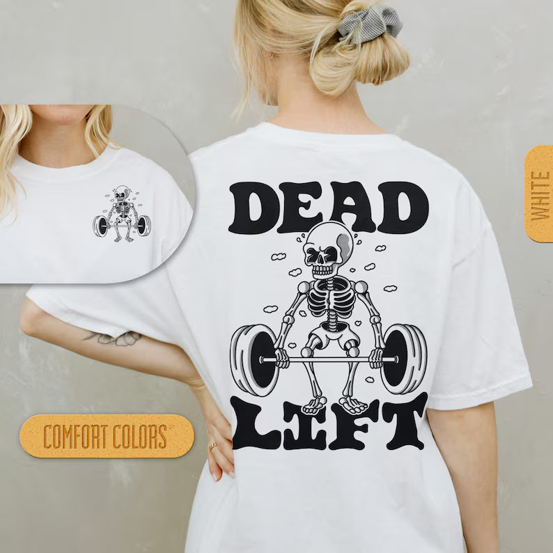 Dead Lift Skeleton Shirt - Gym Pump Cover Comfort Colors T-Shirt, Funny Workout Tshirt, Crossfit Tee, Weightlifting T Shirt, Retro Cartoon