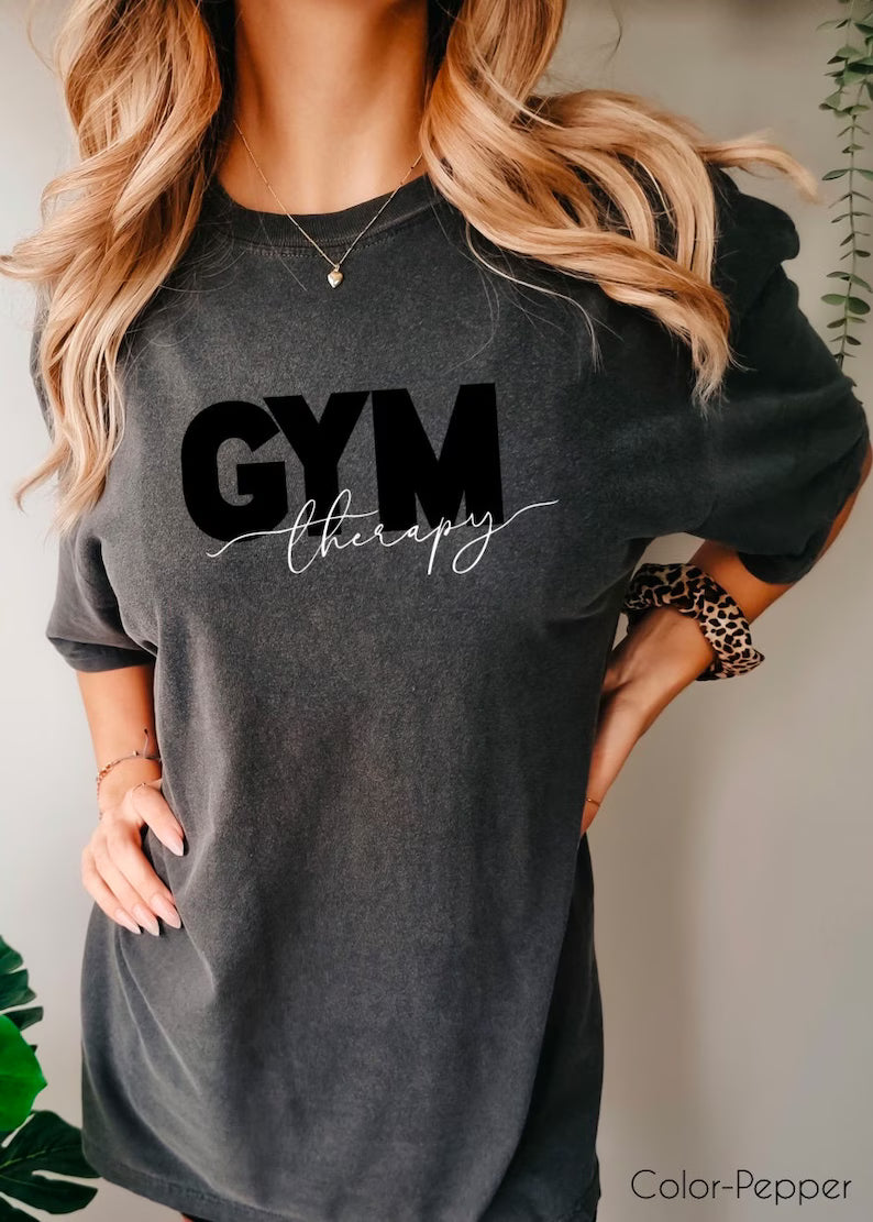 Women’s Workout Shirt - Oversized Gym Shirt - Gym Therapy Shirt - Comfort Colors Gym Shirt - Women Gym Attire - Minimalist Gym Shirt