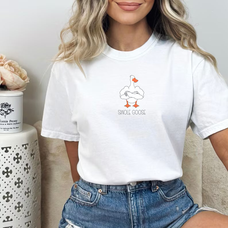 Silly goose on the loose shirt, funny goose t-shirt, swole goose gym pump cover, muscle mommy shirt, funny shirt for gym