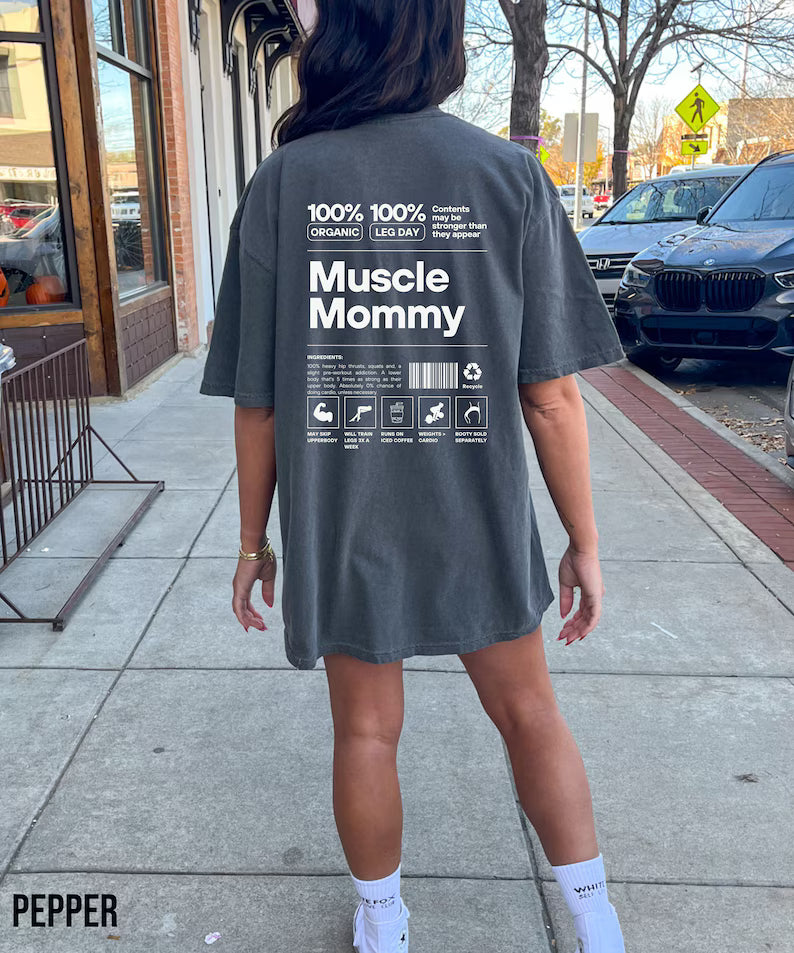 Muscle Mommy Pump Cover Gym Shirt, Oversized Shirt for Workout, Comfort Colors Workout Tee, Gift for Gym Rat, Funny Gym Gift for Girlfriend