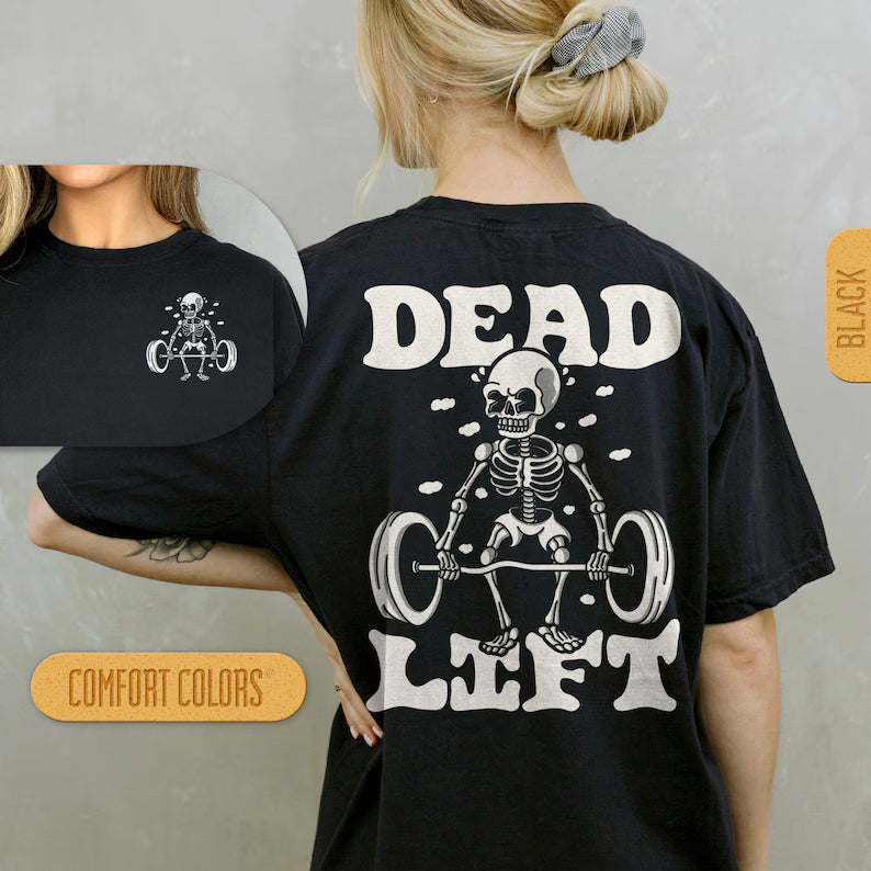 Dead Lift Skeleton Shirt - Gym Pump Cover Comfort Colors T-Shirt, Funny Workout Tshirt, Crossfit Tee, Weightlifting T Shirt, Retro Cartoon