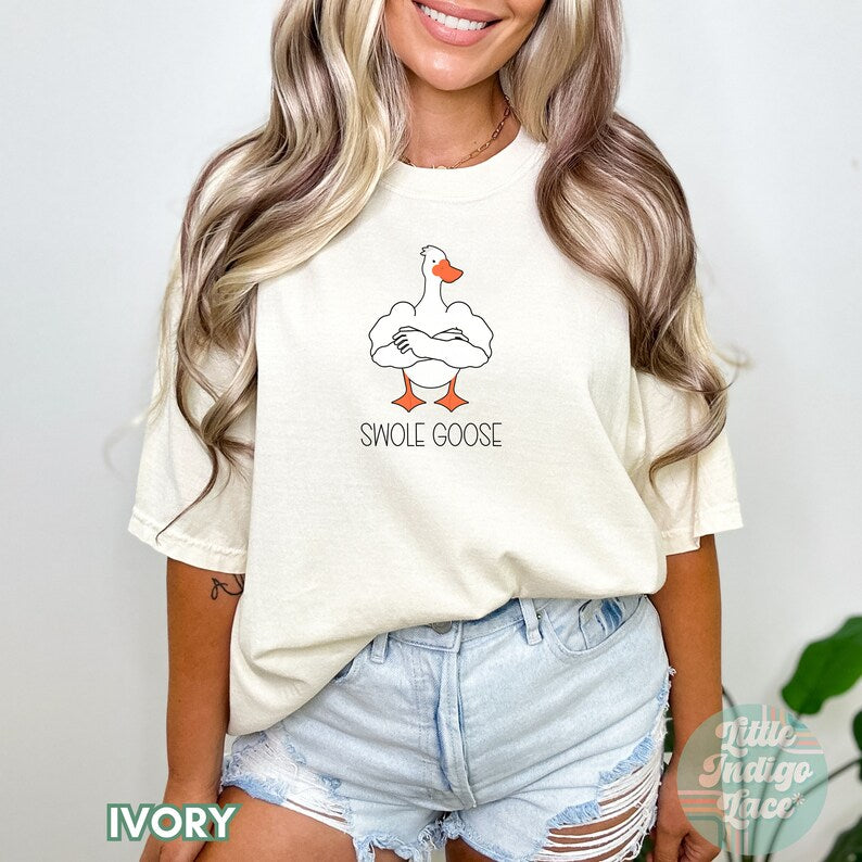 Silly goose on the loose shirt, funny goose t-shirt, swole goose gym pump cover, muscle mommy shirt, funny shirt for gym